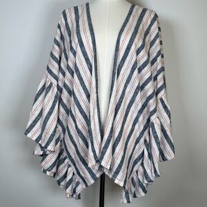 Laurie Felt Linen Blend Open Front Cardigan Flutter Sleeve Women’s Size M/L